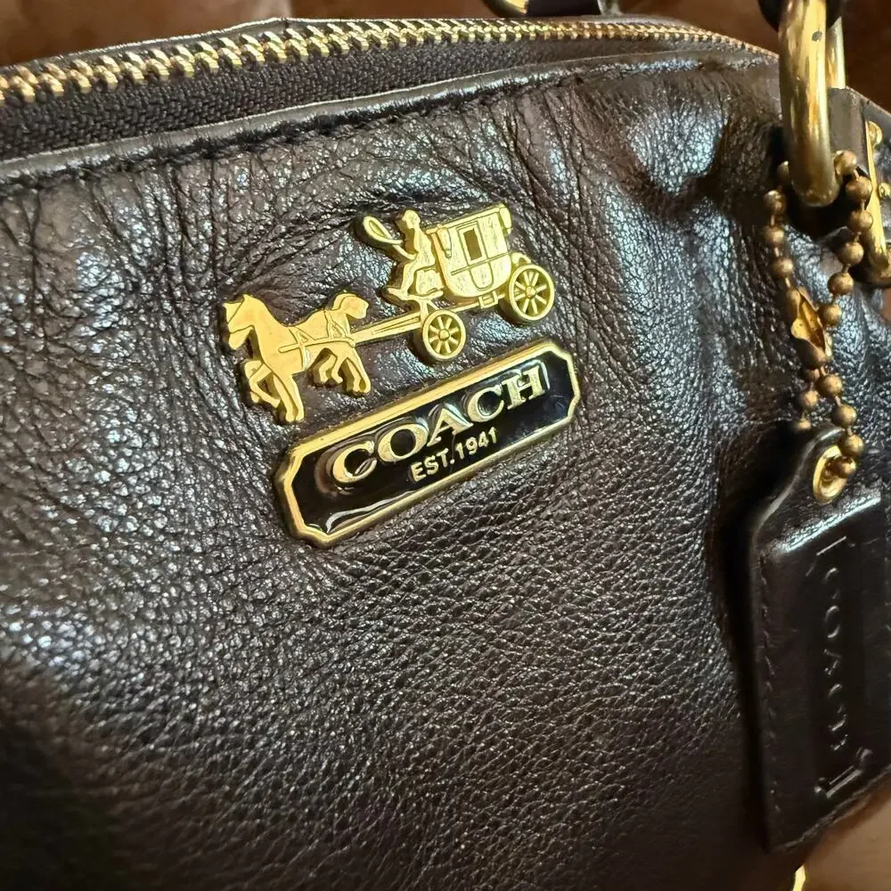 Coach Madison Sophia Black Leather Satchel Shoulder Bag 18609